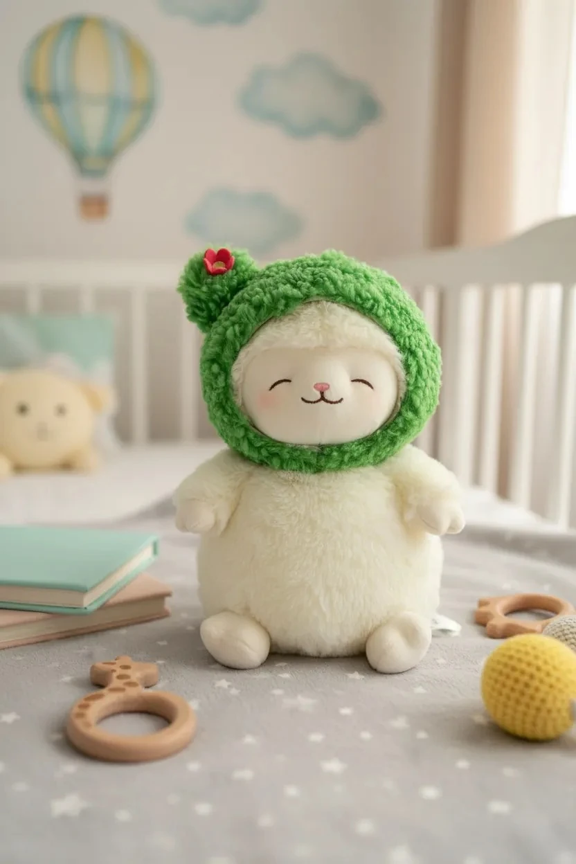 Kuzu Baa Serisi 26 cm Yumuşak Bebek (Kaktüs Şapka)