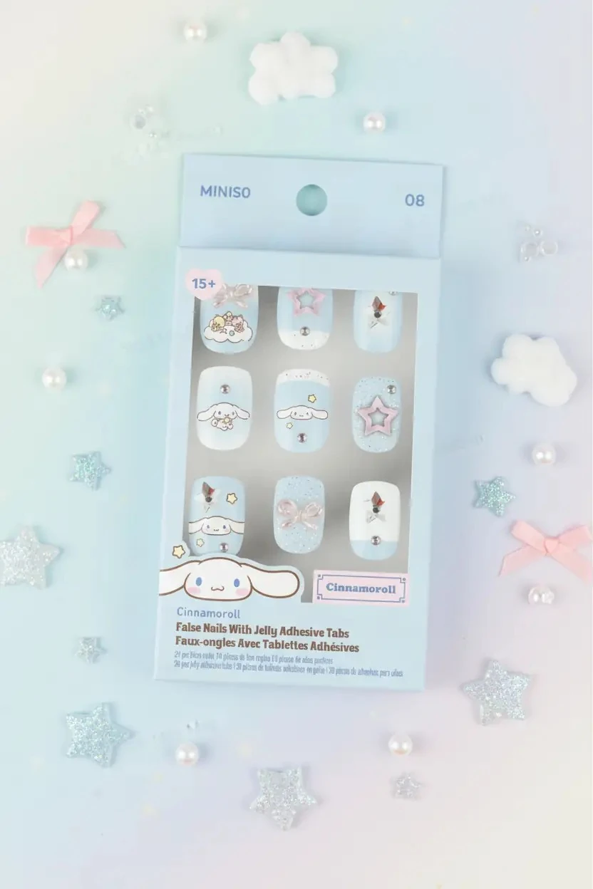 Sanrio Lisanslı Cinnamoroll Takma Tırnak Seti – Jel Yapışkanlı Kolay Uygulama