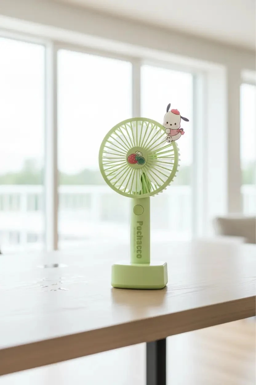 Sanrio Lisanslı Pochacco Mini El Vantilatörü – Taşınabilir Şarjlı Serinletici 21,5 Cm