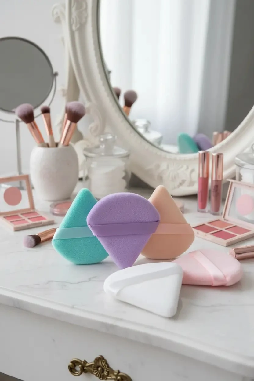 Gold Beauty Fa-500 Üçgen Pudra Süngeri – Kadife Dokulu Baking ve Makyaj Süngeri 3'lü Set