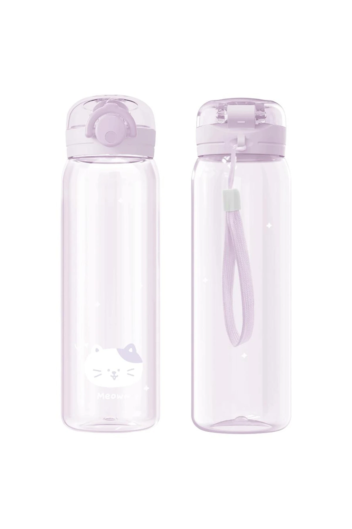 Hayvan Serisi Kapaklı Plastik Şişe 620 mL (Mor)