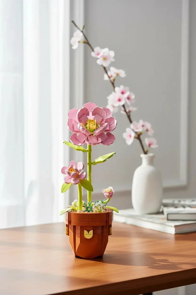 Pembe Japon Gülü Dekoratif Oyun Bloğu