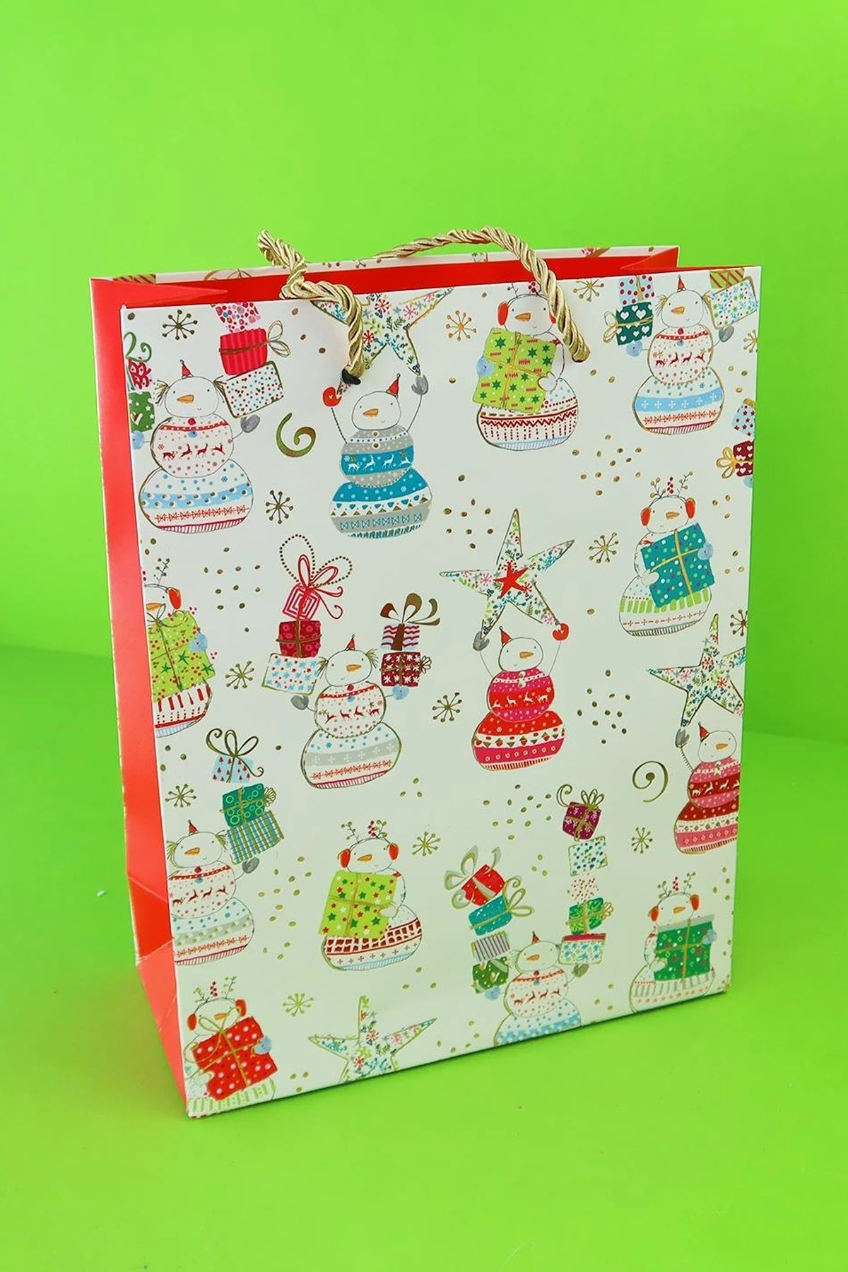  Yılbaşı Yıldızlı Karton Çanta 23x18 Cm