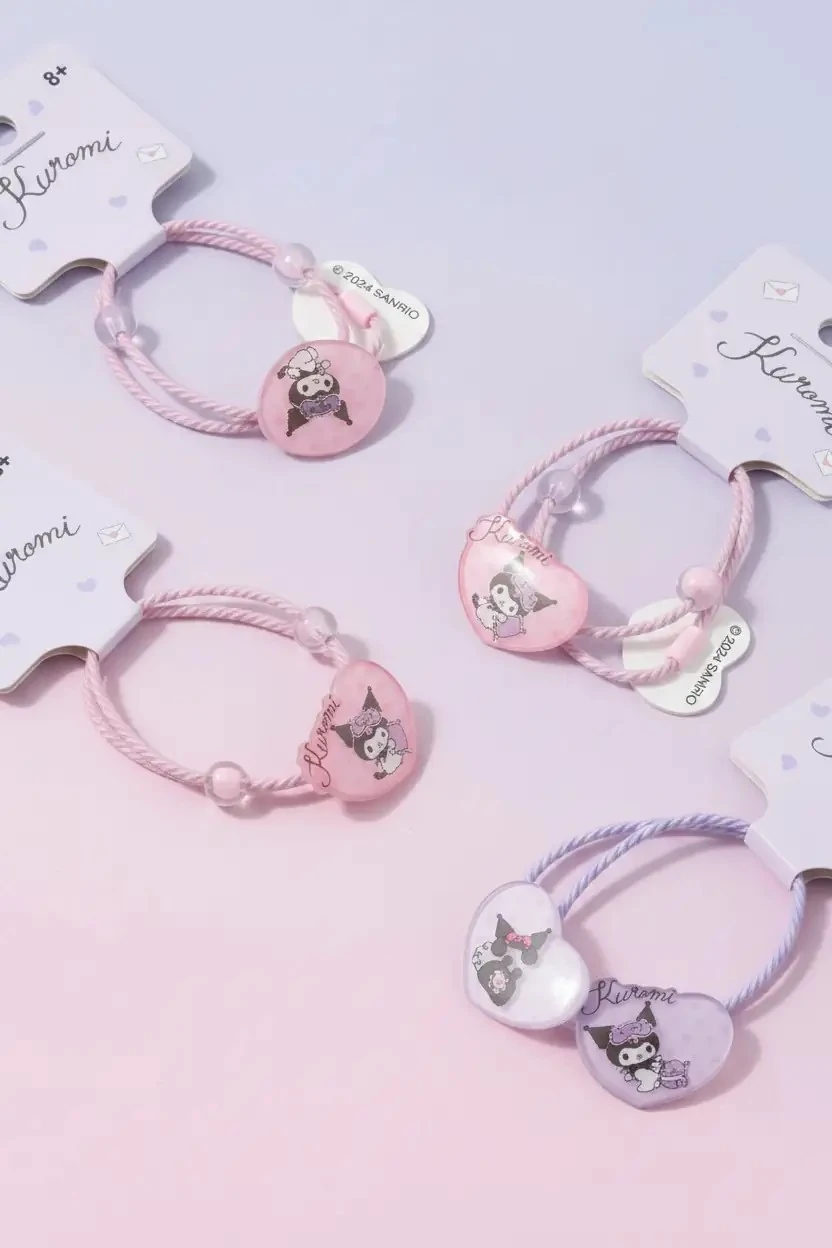 Sanrio Lisanslı Kuromi Saç Lastiği 2li Set – Sevimli Günlük Çocuk Saç Tokası