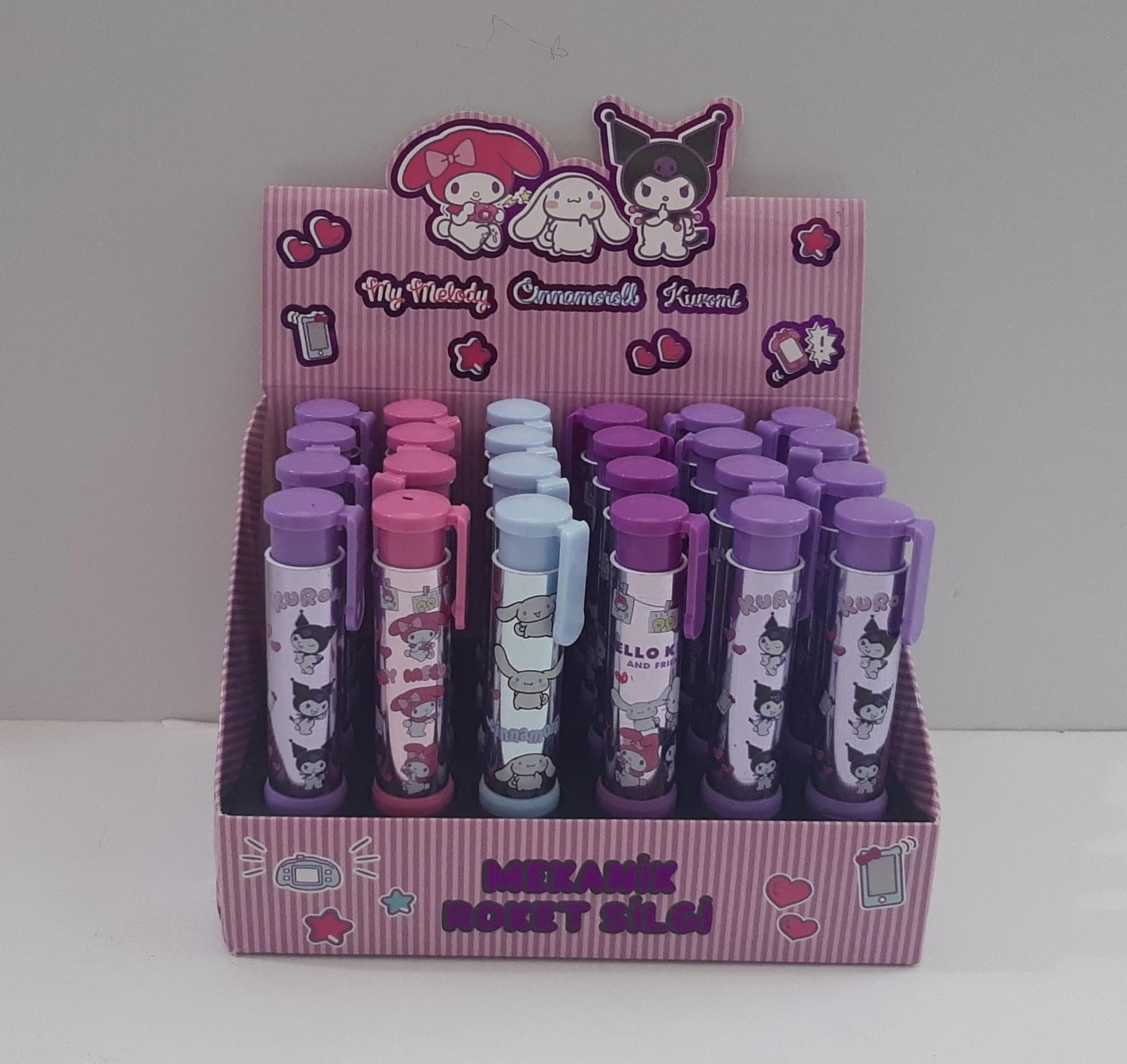 Kuromi  - My Melody -  Cinnamoroll Mekanik Roket Silgi 