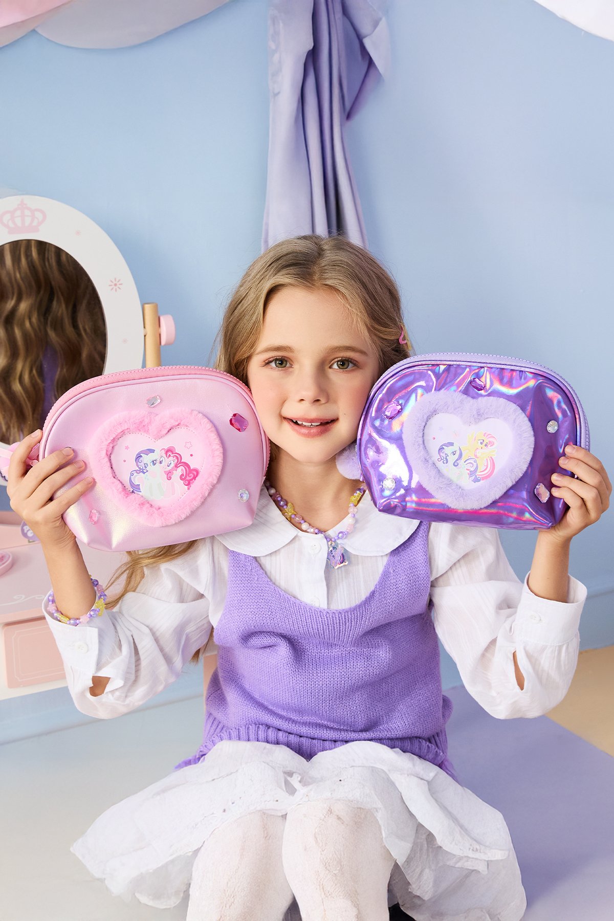 My Little Pony Lisanslı Kalp Şekilli Kozmetik Çantası - Mor