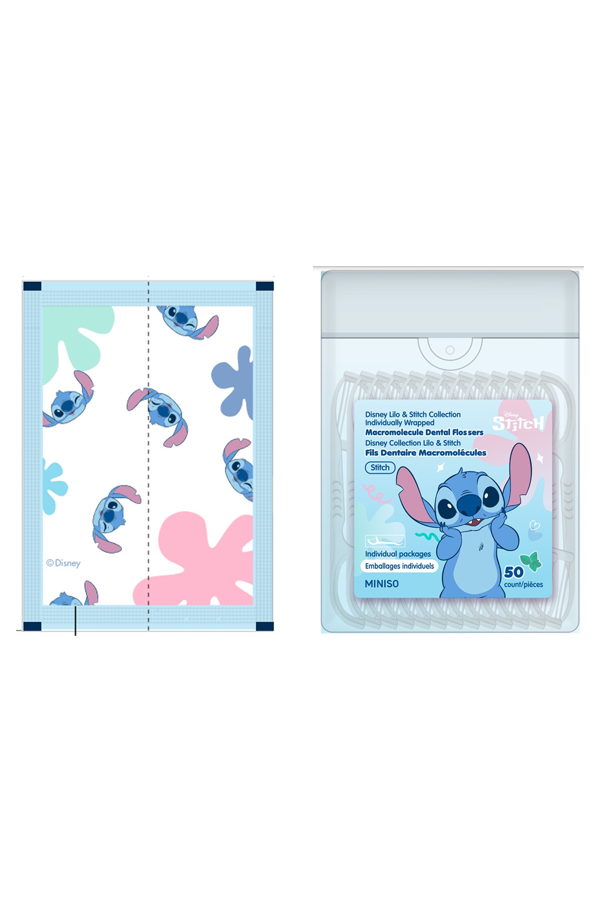 Disney Lilo & Stitch Hijyenik Tek Tek Paketlenmiş Diş İpi – 50 Adet