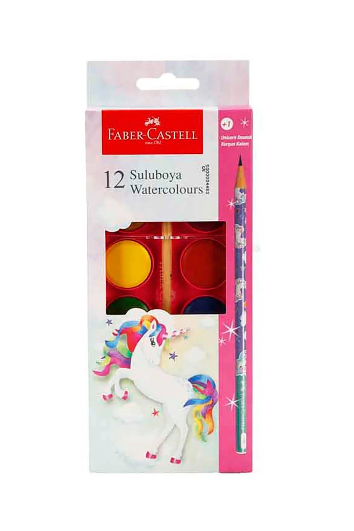 FaberCastell Unicorn Büyük Boy Suluboya 12li +1