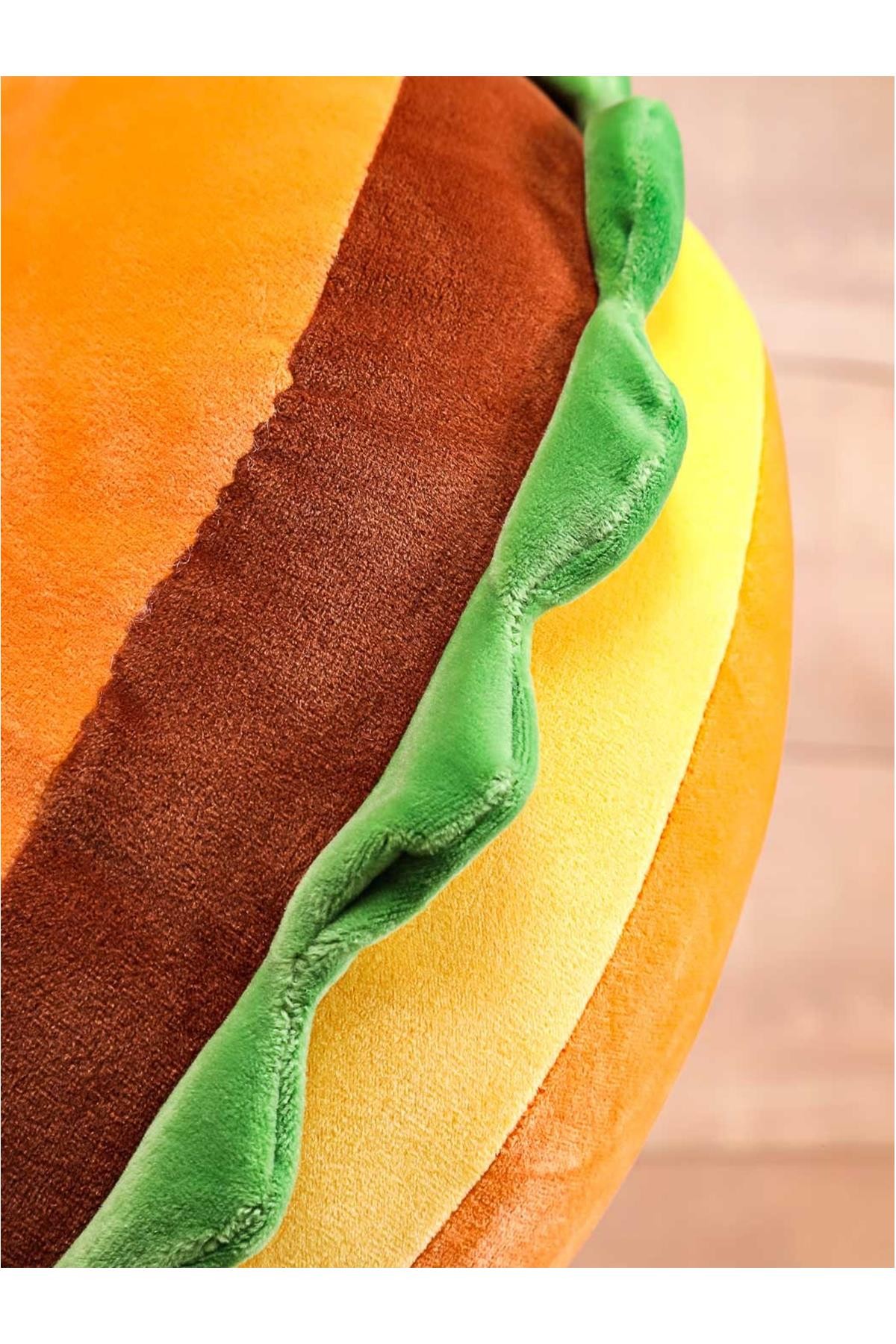 Yiyecek Serisi Shiba Inu Peluş Yastık - Hamburger 38 Cm