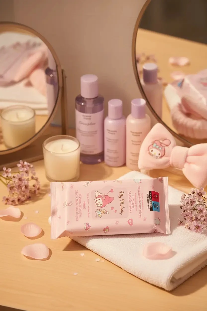 Sanrio Lisanslı My Melody Makyaj Temizleme Mendili – Çiçek Kokulu Hassas Ciltlere Uygun Pratik Temizleme Mendili