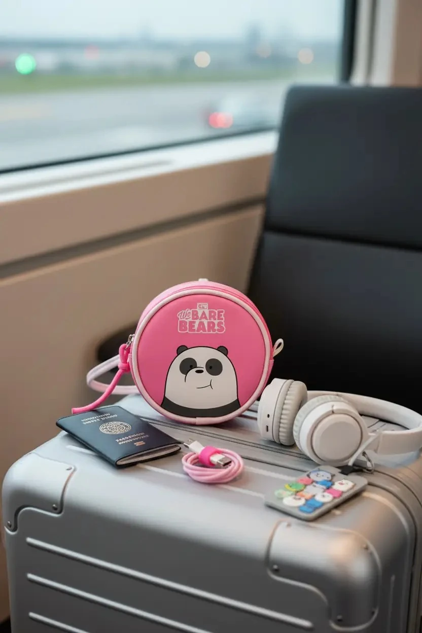 We Bare Bears Lisanslı Panda Mini Bozuk Para Çantası Pembe - Fermuarlı Kompakt Aksesuar Çantası