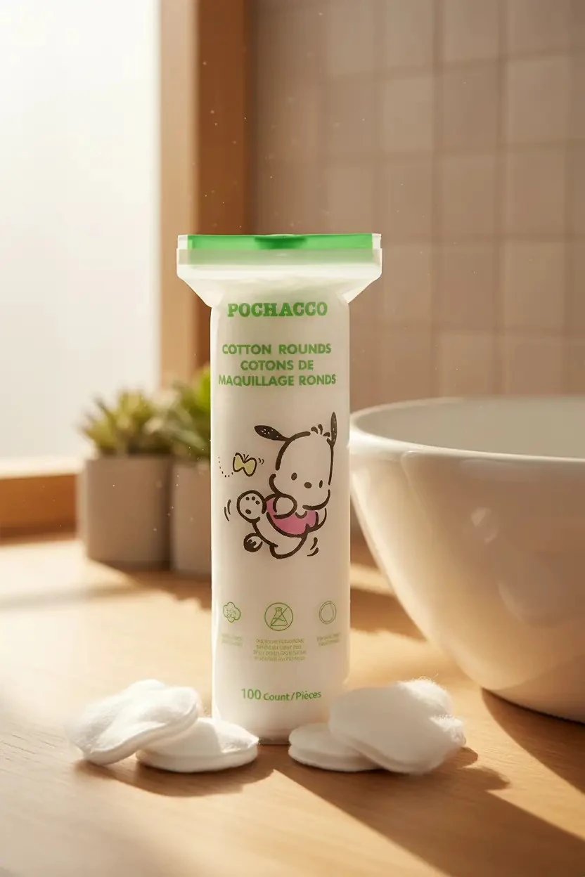 Sanrio Lisanslı Pochacco Yuvarlak Makyaj Temizleme Pamuğu 100'lü