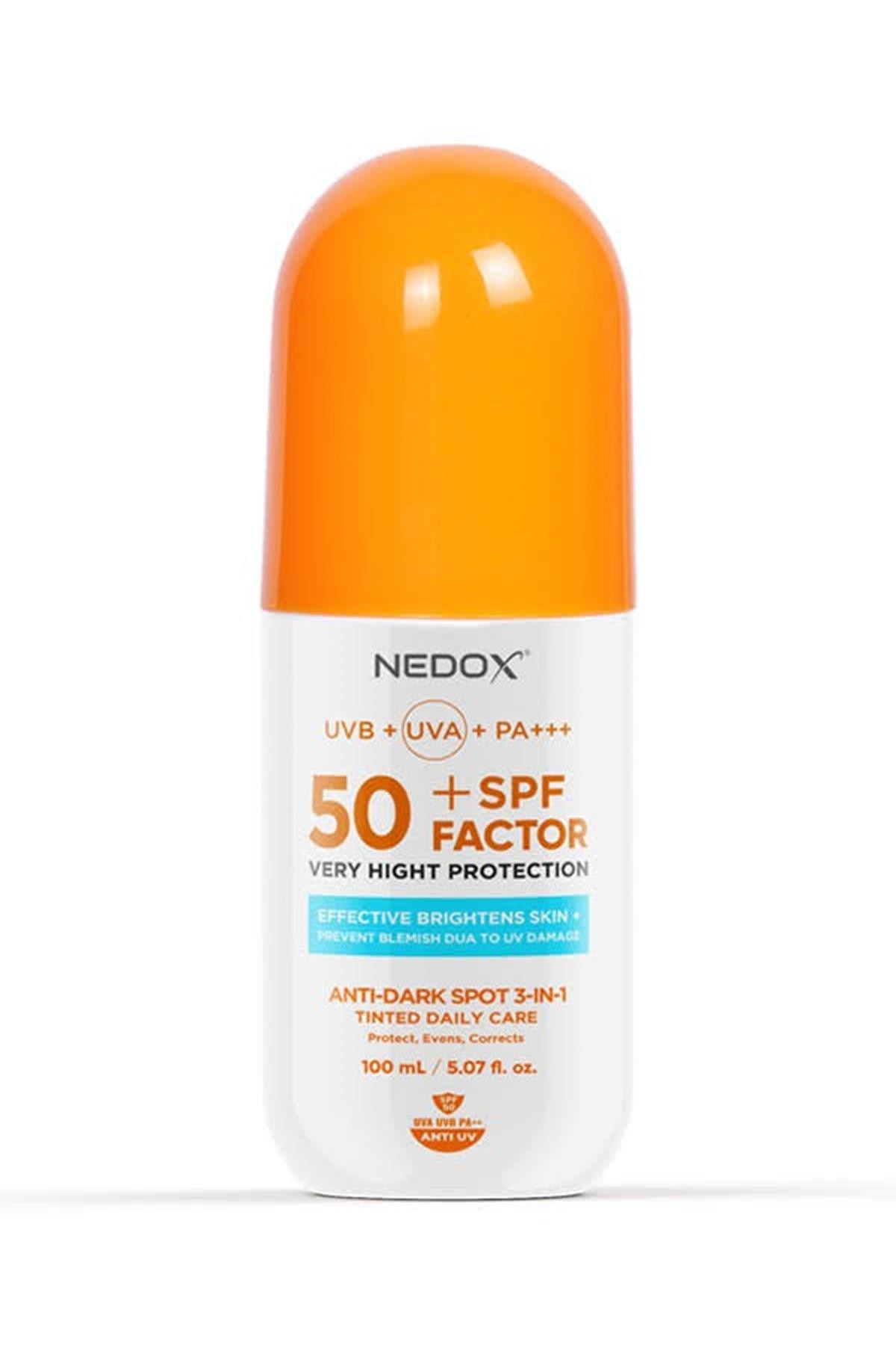 Nedox Leke Karşıtı Spf 50+ Tüm Ciltler İçin Yüksek Korumalı Nemlendirici Güneş Kremi 100 Ml