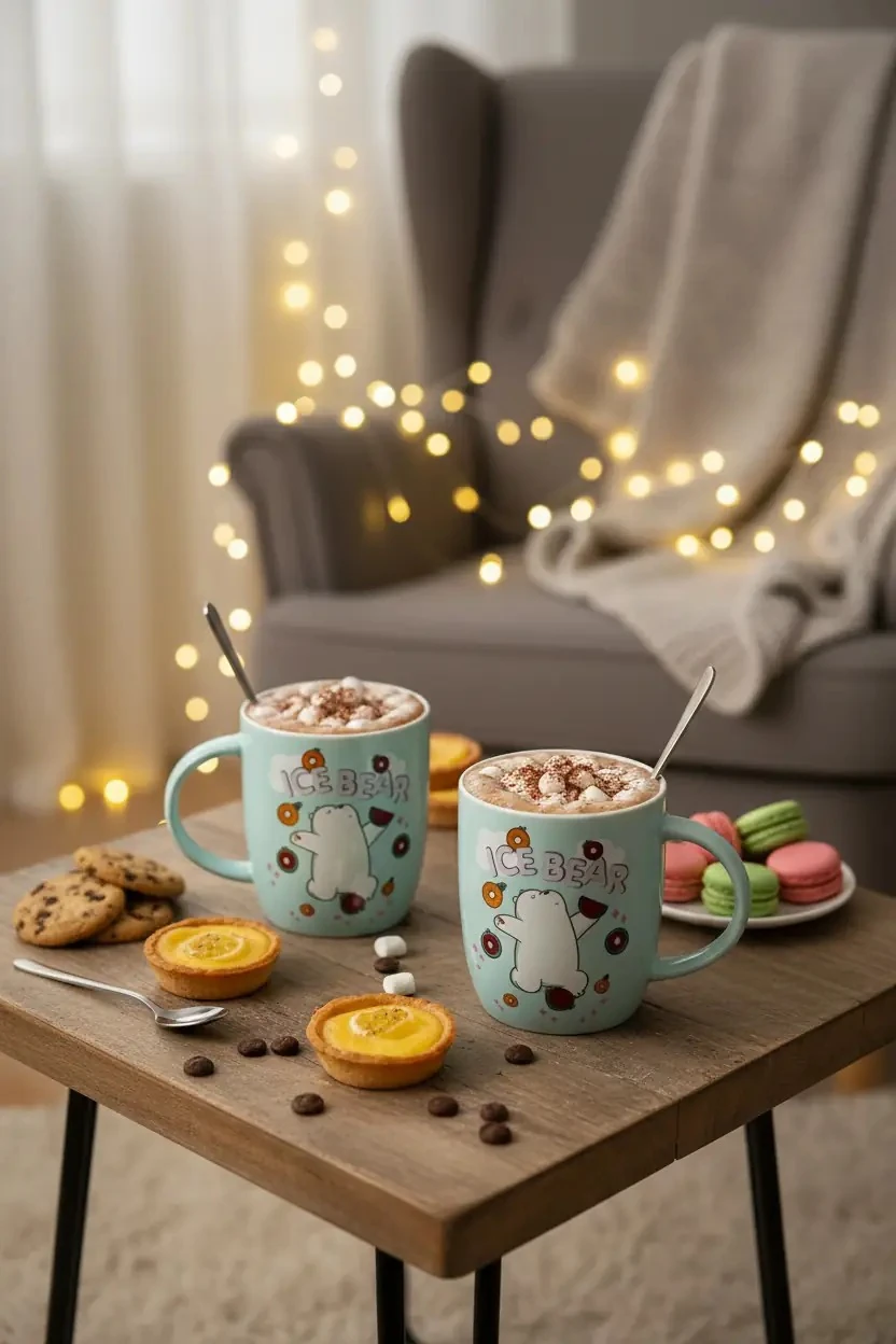 We Bare Bears Lisanslı Tatlı Serisi Kaşıklı Bardak Seti - 2 Adet