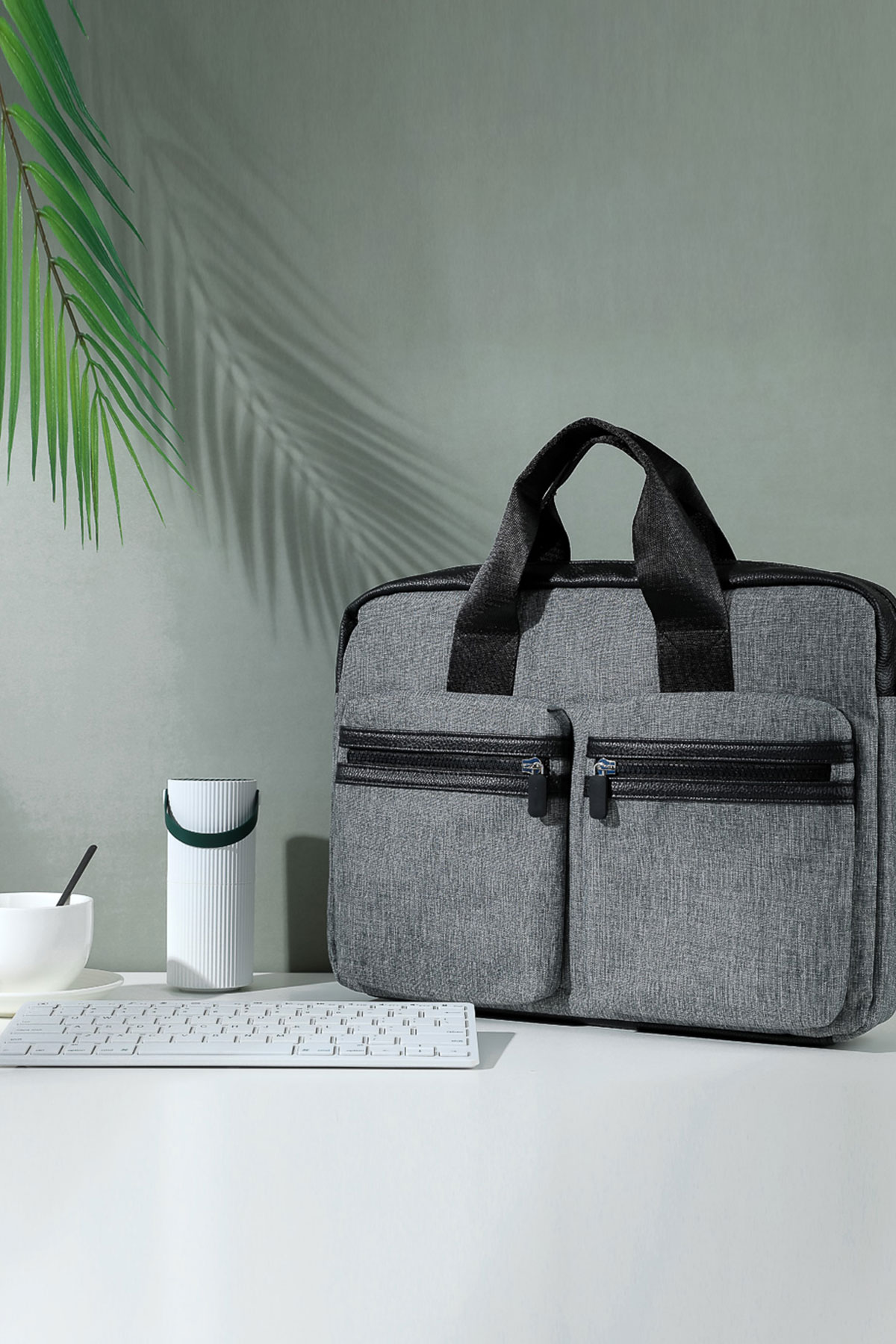 Omuz Askılı Laptop Çantası - Gri (Outlet)