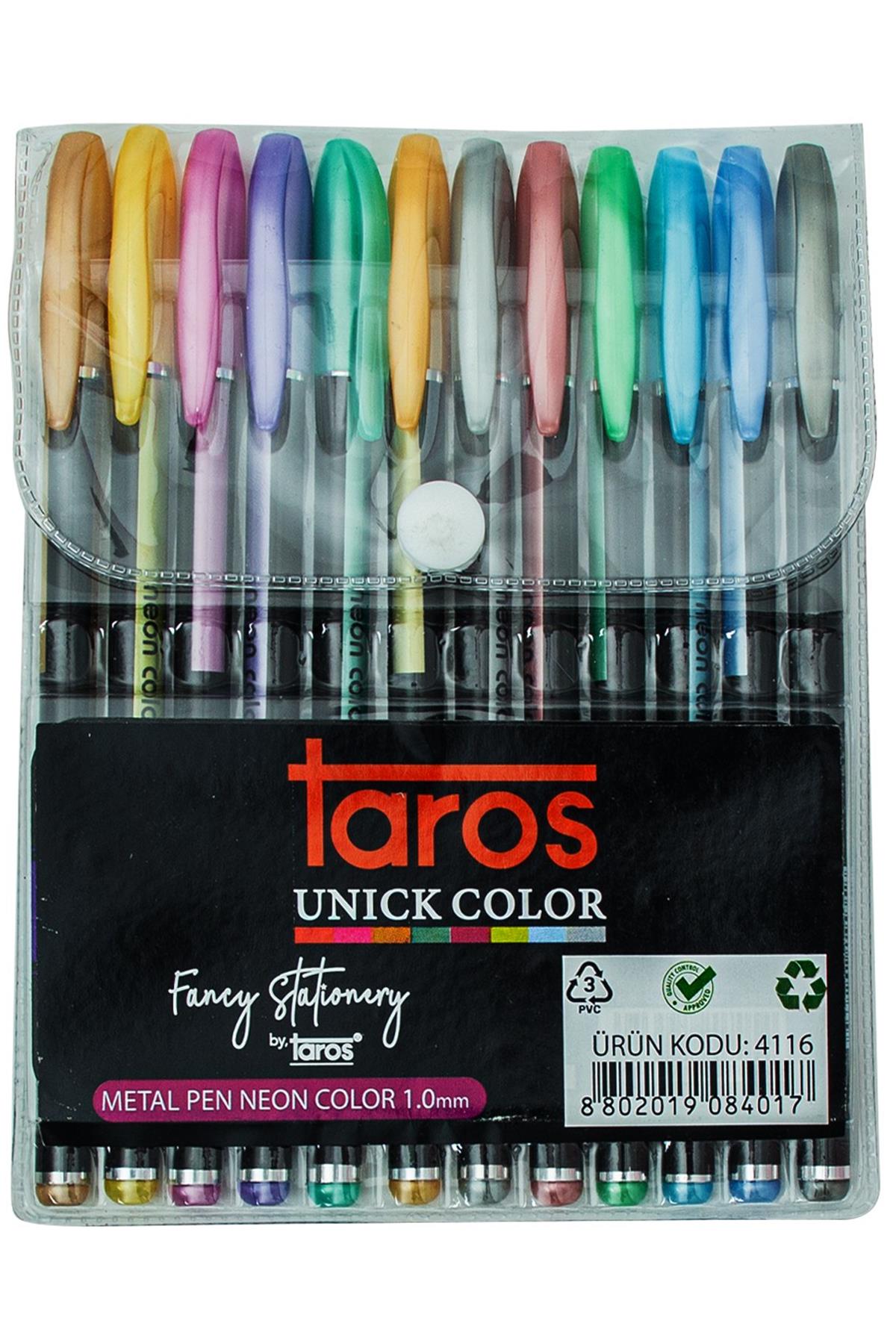 Taros Metalize Jel Kalem 12'Li Set