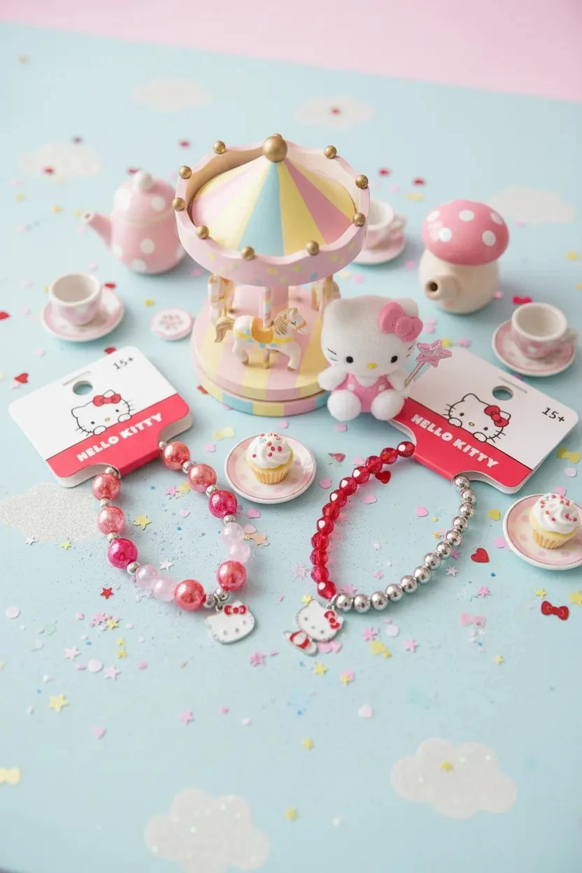Sanrio Lisanslı Hello Kitty Boncuklu Saç Tokası