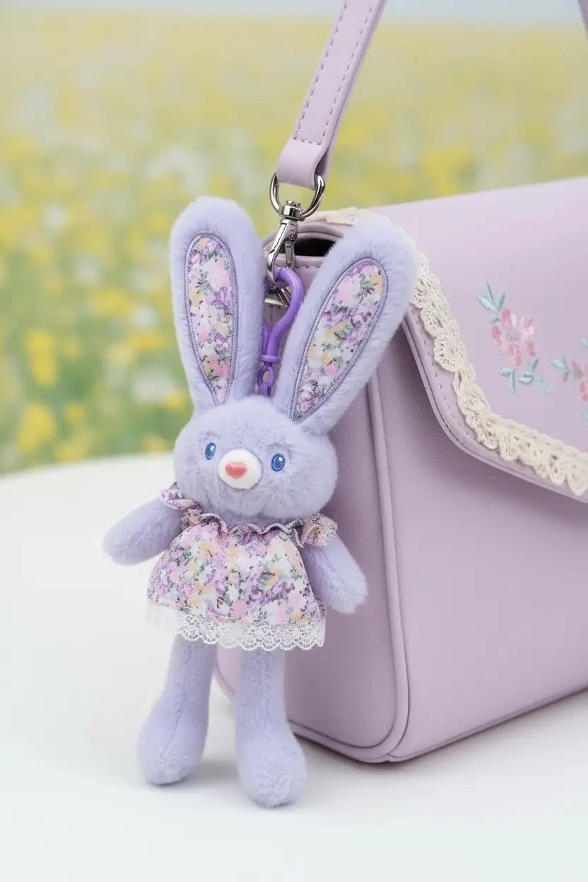 Miniso Lisanslı Tavşan Peluş Anahtarlık – Mor 12 İnç Yumuşak Tasarım
