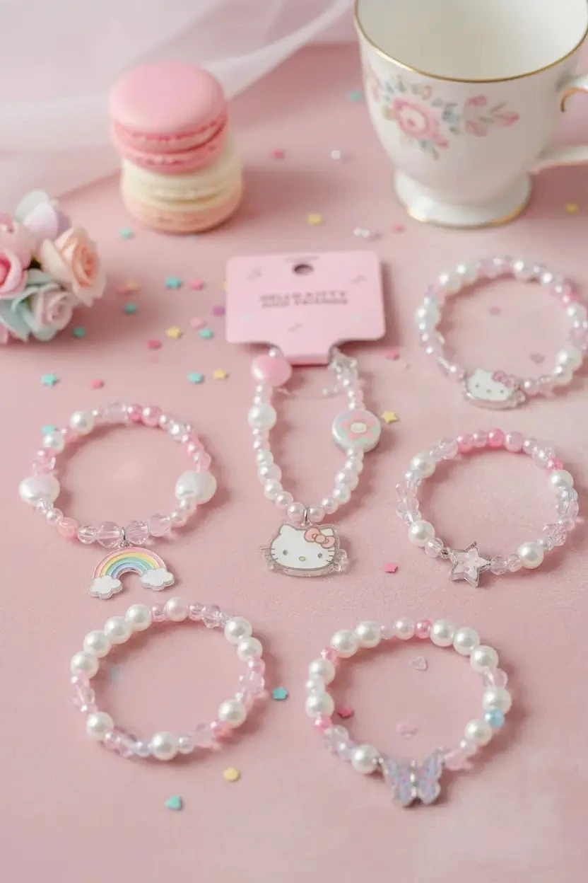 Sanrio Lisanslı Boncuklu Saç Lastiği Hello Kitty 8,5 Cm