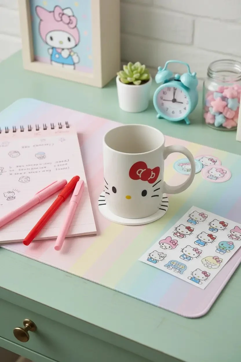 Sanrio Lisanslı Hello Kitty Seramik Kupa Seti 340 mL – Altlıklı Tasarım