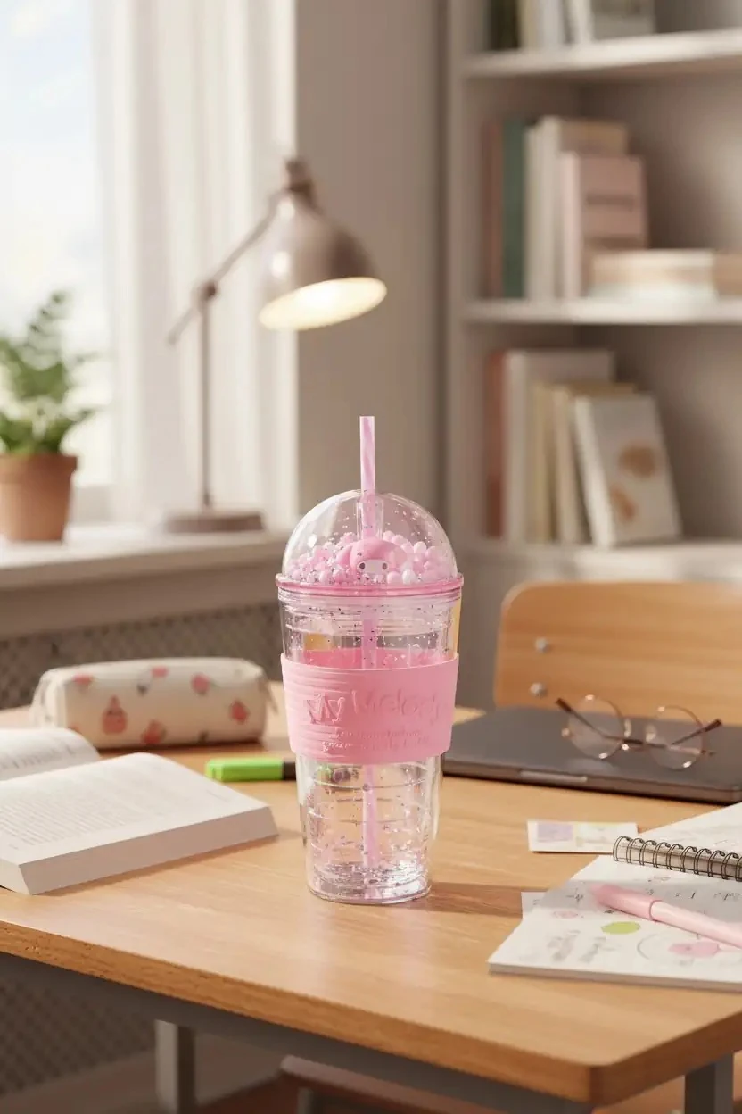 Sanrio Lisanslı Parti Serisi  Pipetli Plastik Şişe (600ml) - My Melody