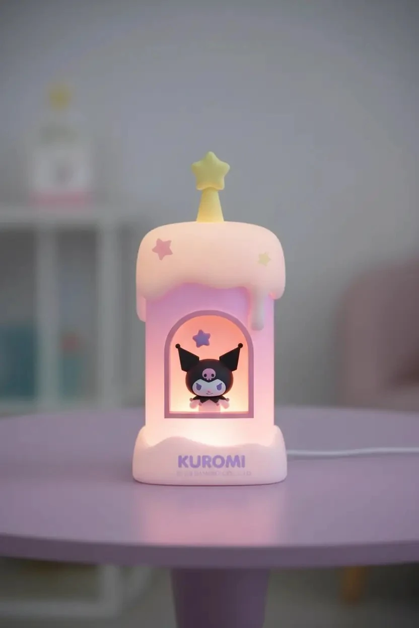 Sanrio Lisanslı Kuromi Mum Figürlü Gece Lambası – Dekoratif Aydınlatma