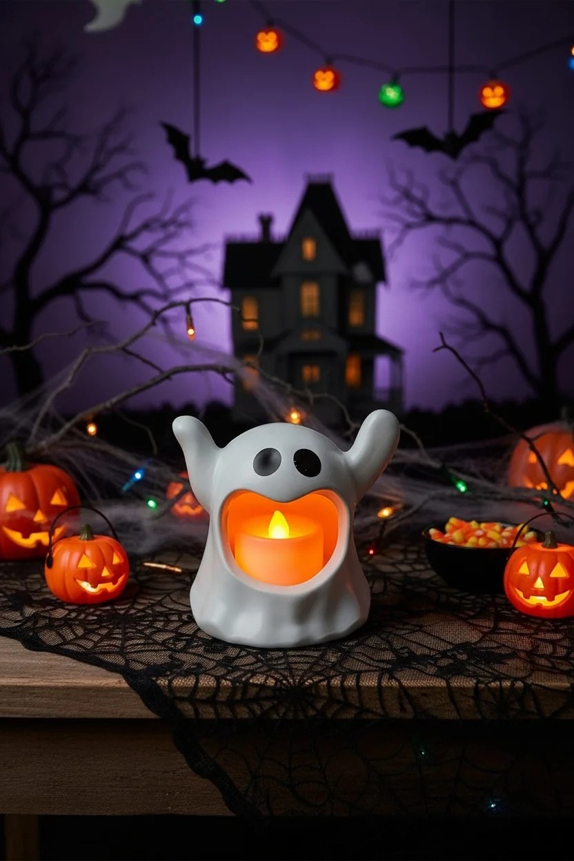 Halloween Çığlık Atan Hayalet Masa Süsü Işıklı