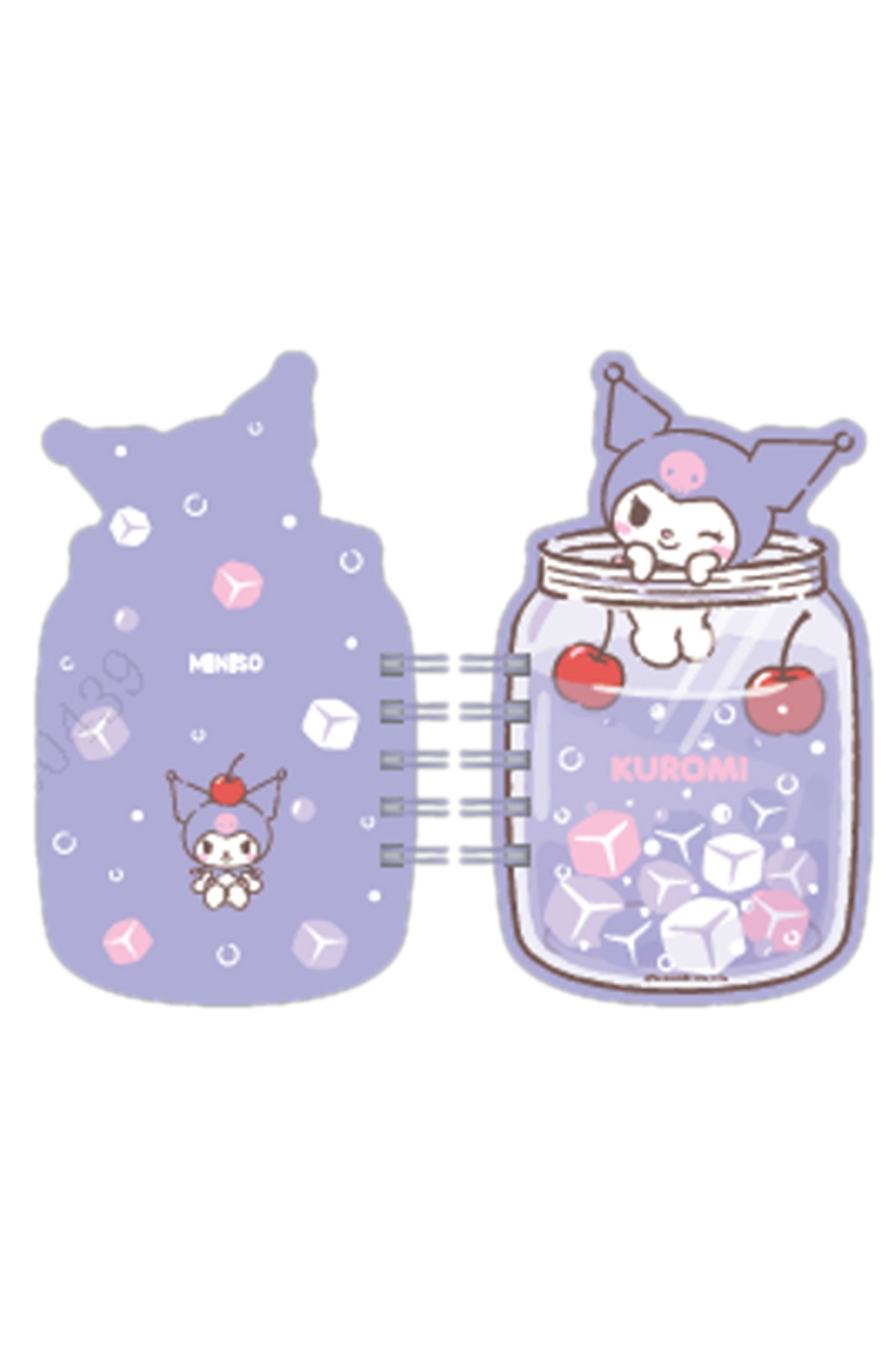Sanrio Lisanslı Renkli Yaz Serisi Pipetli Kalem Figürlü Telli Defter - Kuromi