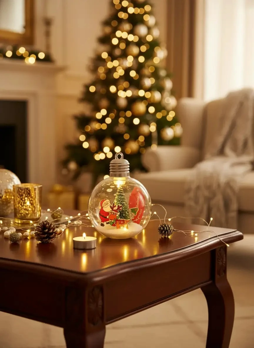 Waldern Santa Claus Işıklı Açık Ampul Süs – Noel Baba Ve Çam Ağacı Detaylı Dekoratif Aydınlatma