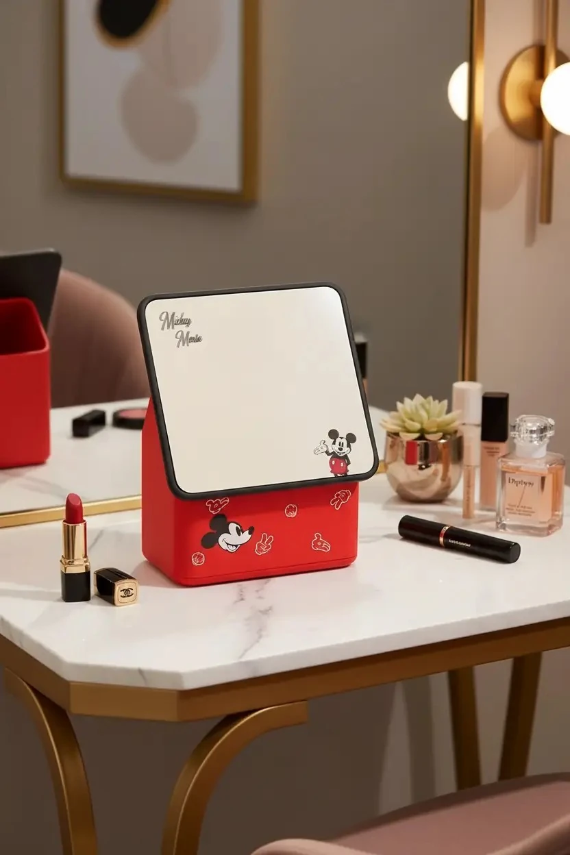 Disney Mickey Mouse Lisanslı Makyaj Aynalı Masa Düzenleyici – Aksesuar Ve Kozmetik Organizeri 16,3 Cm