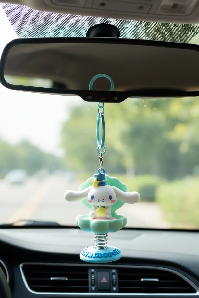 Sanrio Lisanslı Okyanus Hazinesi Hareketli Araba Süsü - Anahtarlık - Cinnamoroll