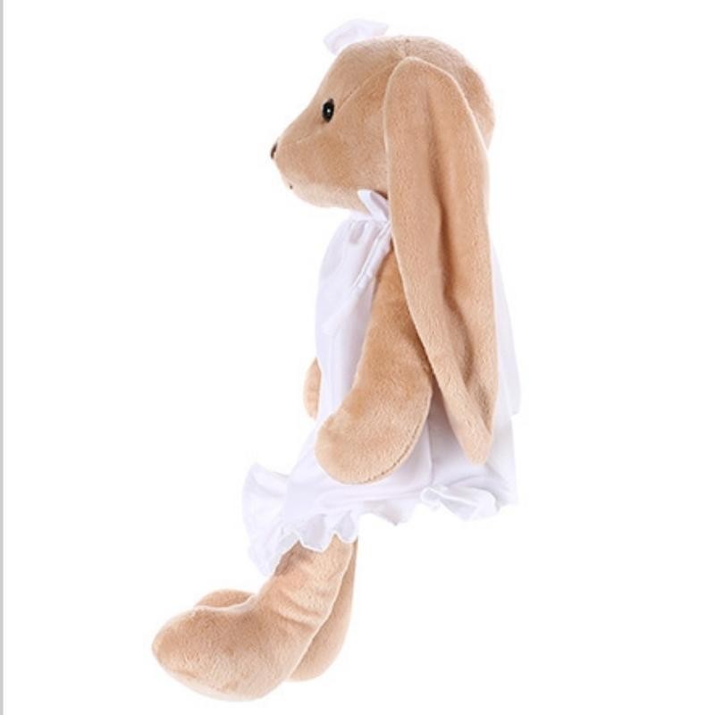 Sevimli Beyaz Elbiseli Peluş Tavşan Yumuşak Bebek 43 cm