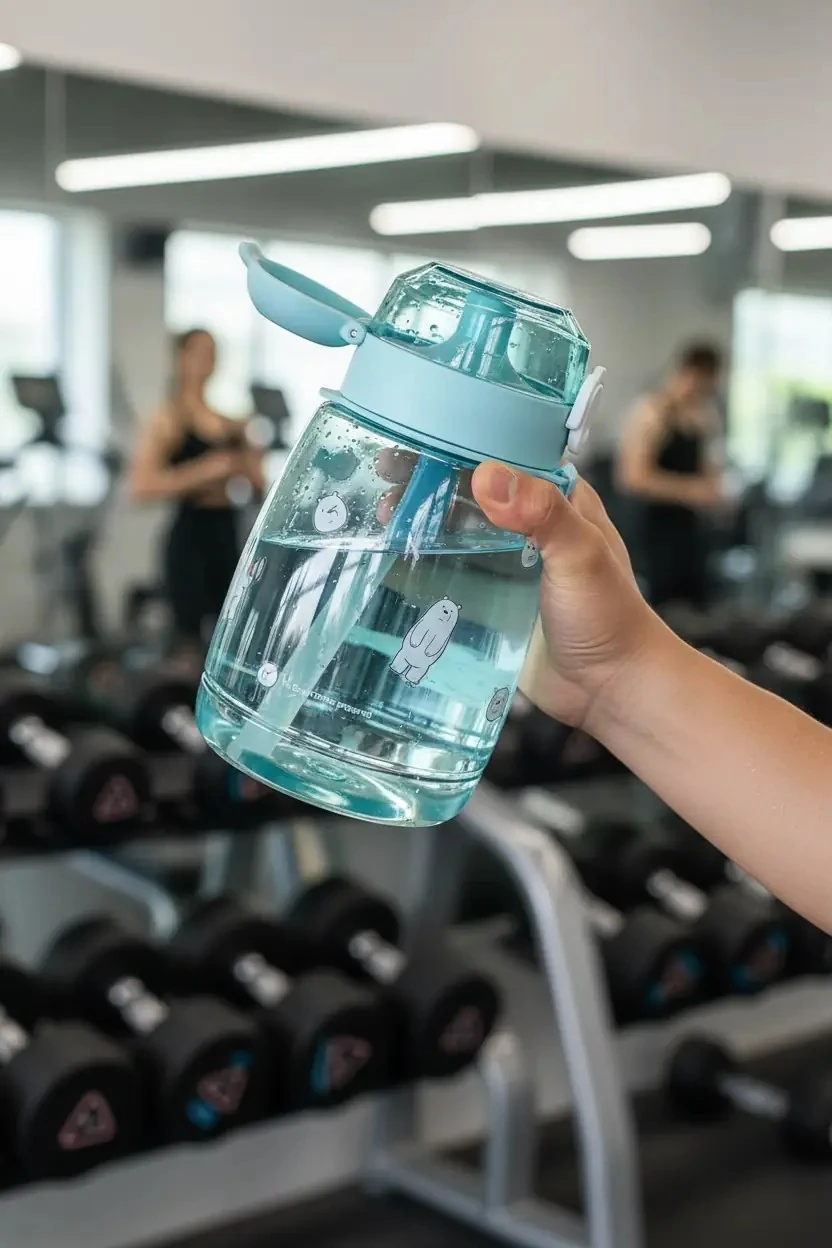 We Bare Bears Lisanslı Kutup Ayısı Plastik Su Matarası – Sızdırmaz Askılı Spor Matara 1300 ML