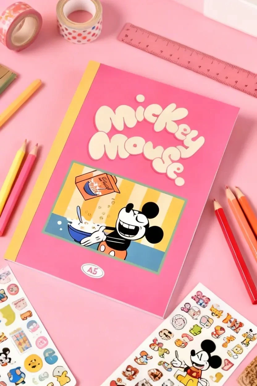 Disney Lisanslı Mickey Mouse Yemek Serisi A5 Boyutunda 40 Yaprak Karton Ciltli Not Defteri