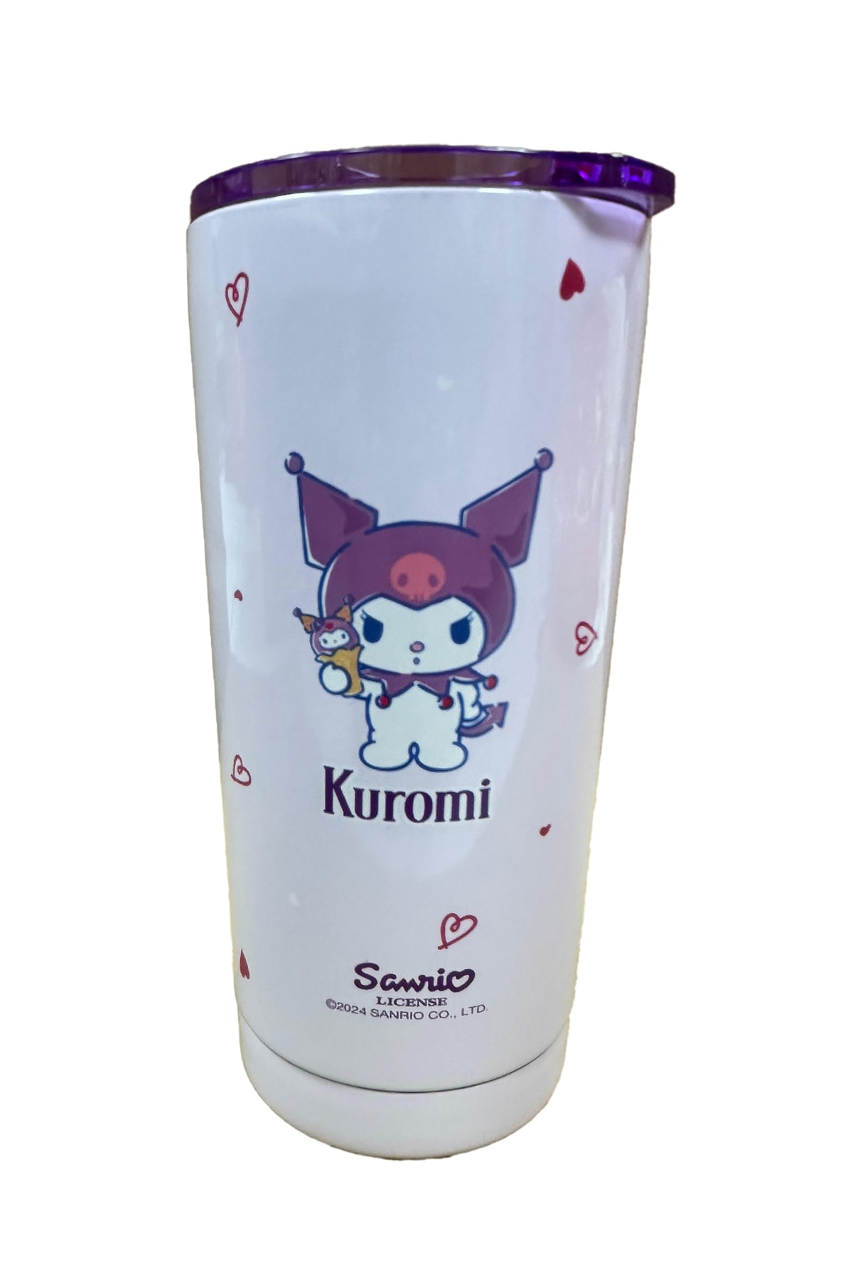 Sanrio Lisanslı Kuromi Paslanmaz Çelik Bardak (Dekoratif Kılıflı) 550 mL