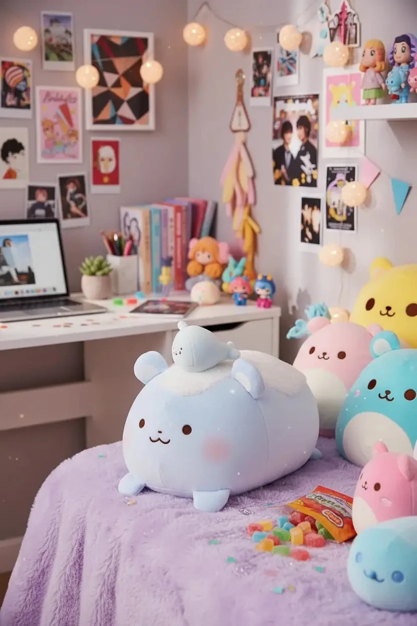 Soft Fufu Koleksiyonu Ayı ve Balık Peluş Oyuncak