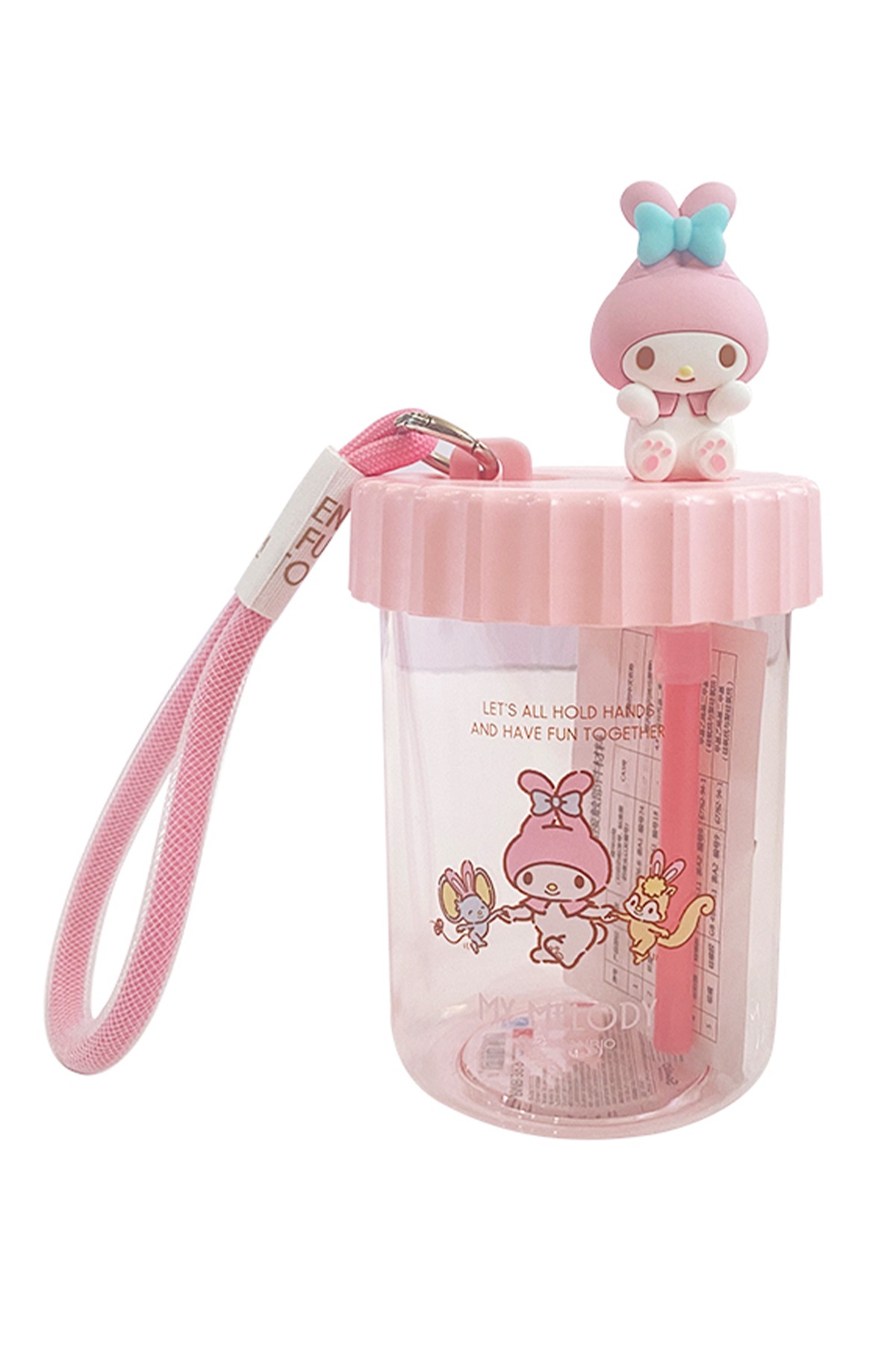 Sanrio Lisanslı Pipetli ve Askılı Plastik Şişe (520ML) - My Melody