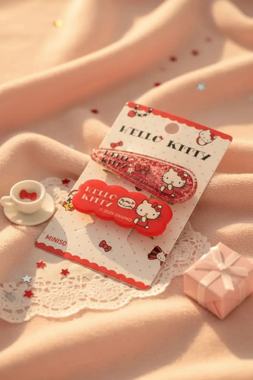 Hello Kitty Lisanslı Saç Tokası (2 Adet) – Canlı Renkli & İkonik Figürlü