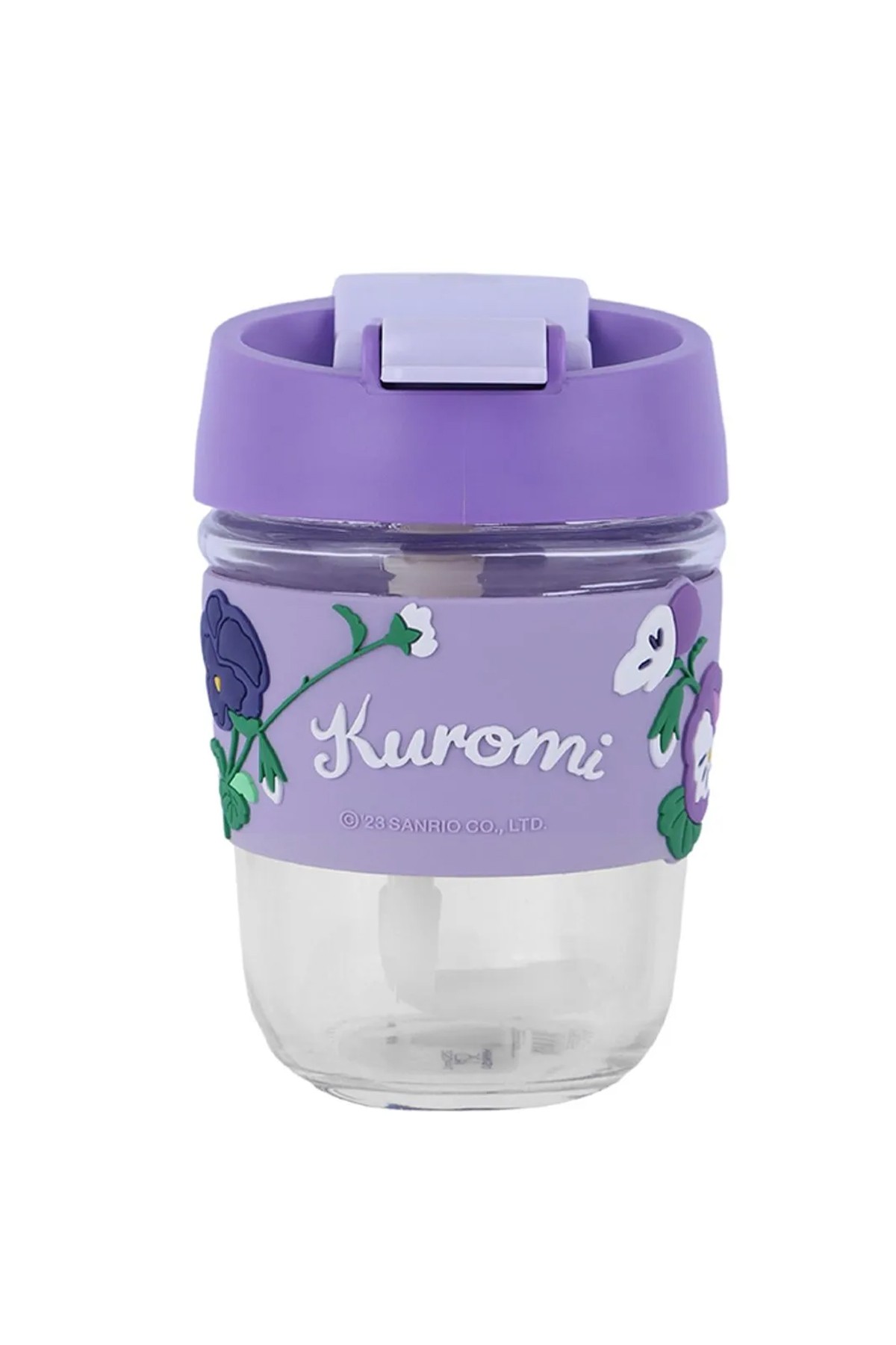 Sanrio Lisanslı Pipetli Mini Cam Şişe (350ml) - Kuromi