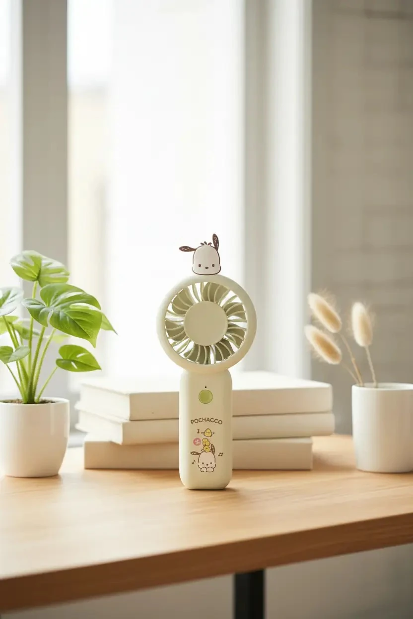 Sanrio Lisanslı Pochacco 1200mAh Taşınabilir Mini Fan – Şarj Edilebilir El Fanı 13,6 Cm
