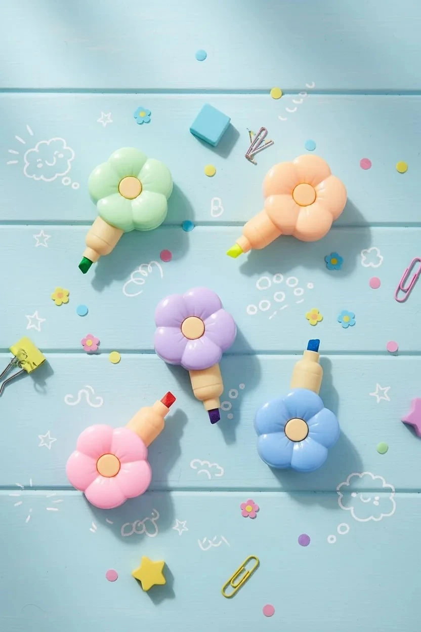 Çiçek Şekilli Renkli Marker Kalem Seti