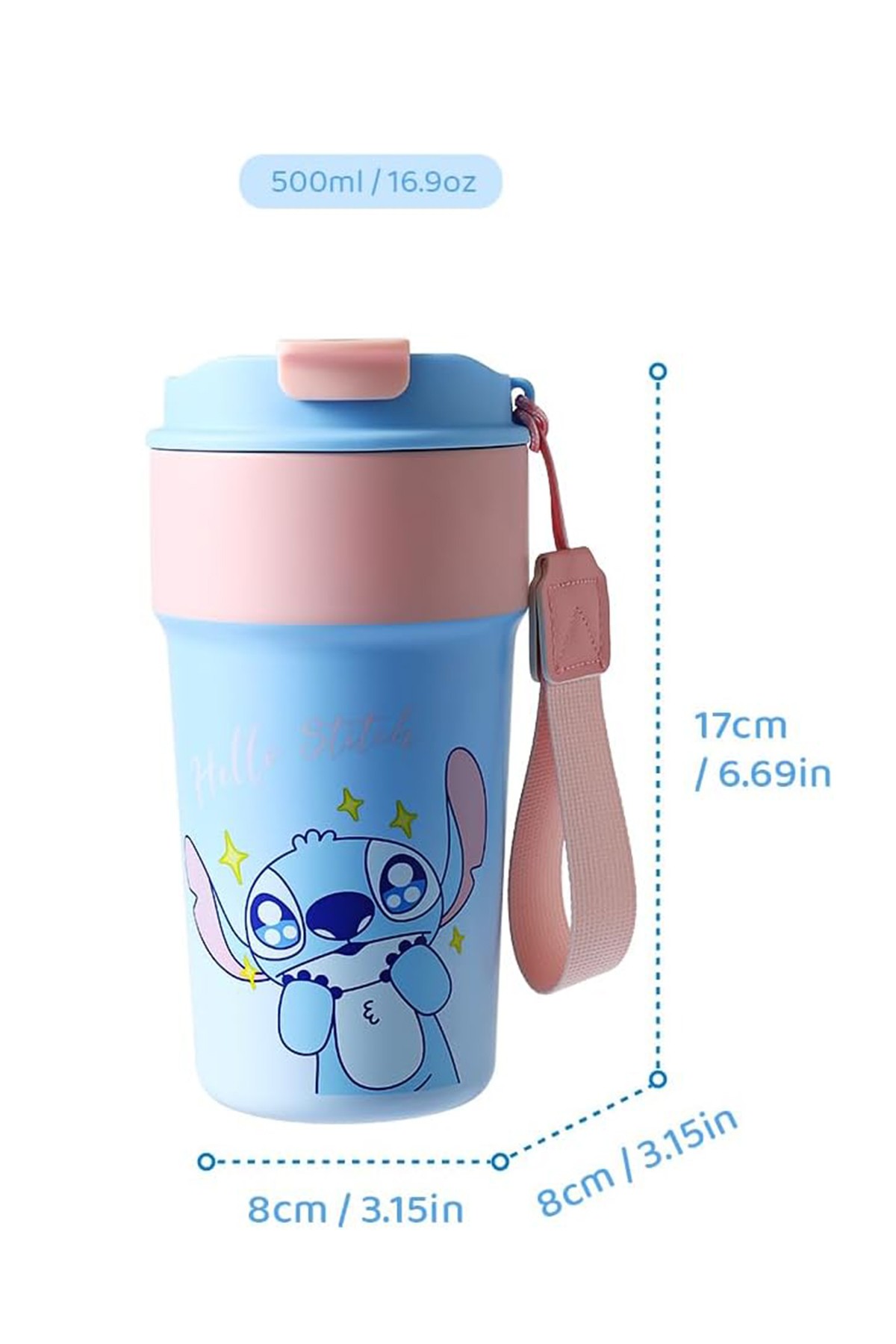 Disney Lilo&Stitch Lisanslı Parti Serisi Termos 500 ml (Stitch)