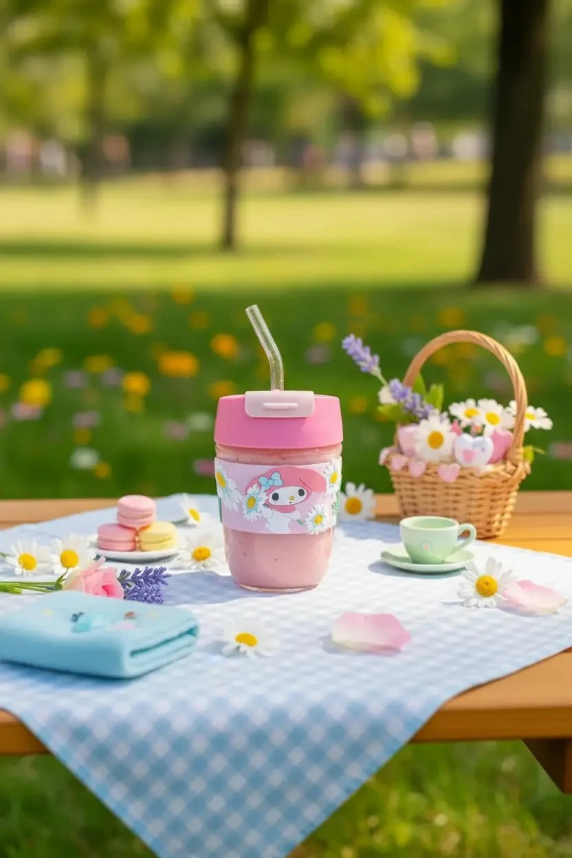 Sanrio Lisanslı Silikon Kulplu Pipetli Mini Cam Şişe My Melody 350 ml