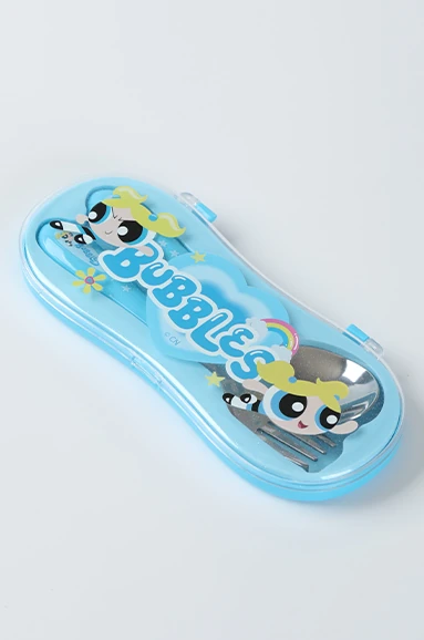 Powerpuff Girls Lisanslı Kutulu Çatal Kaşık Seti (Mavi) (Outlet)