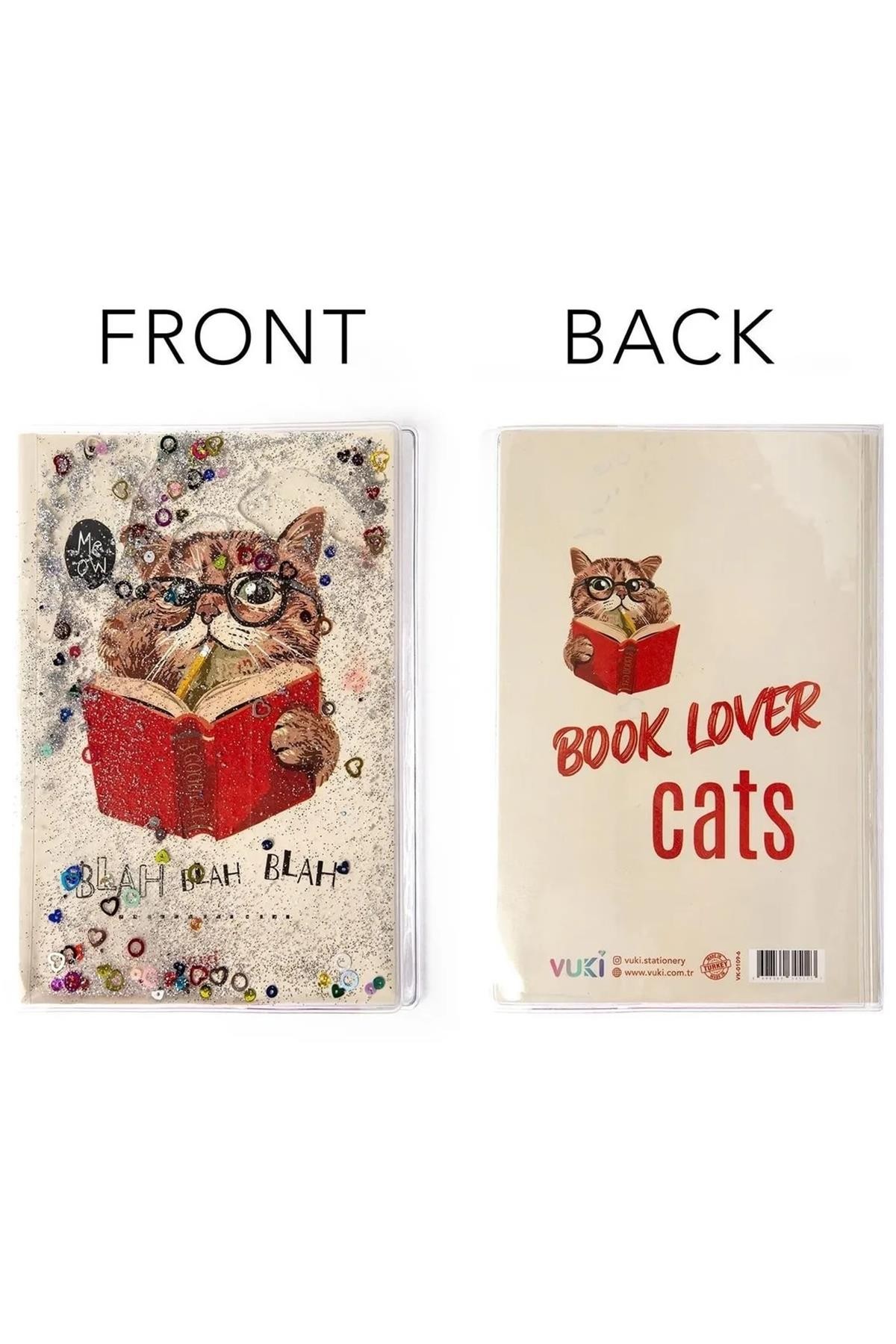 Vuki Simli Ve Sulu Kapaklı Desenli A5 Defter-Kedi