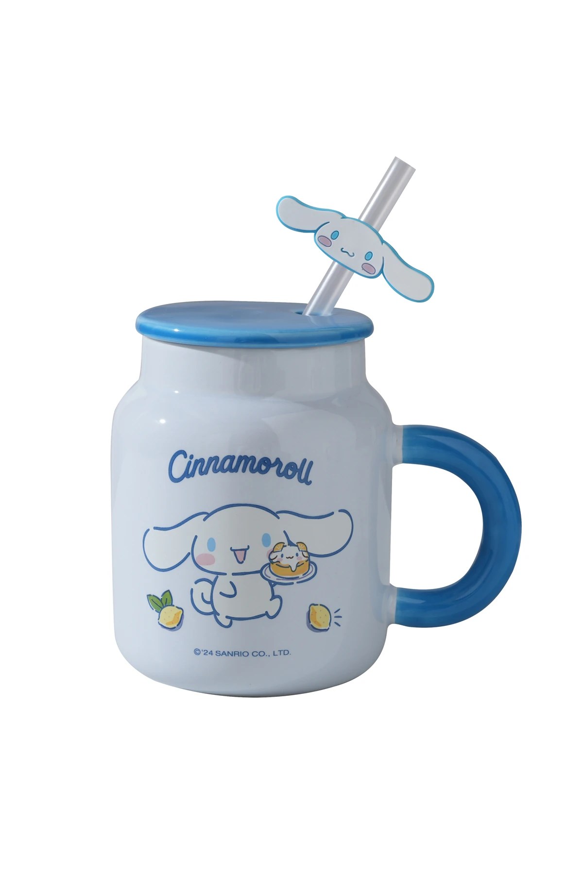 Sanrio Lisanslı Cinnamoroll Pipetli Seramik Kupa 410 mL – Kapaklı Tasarım