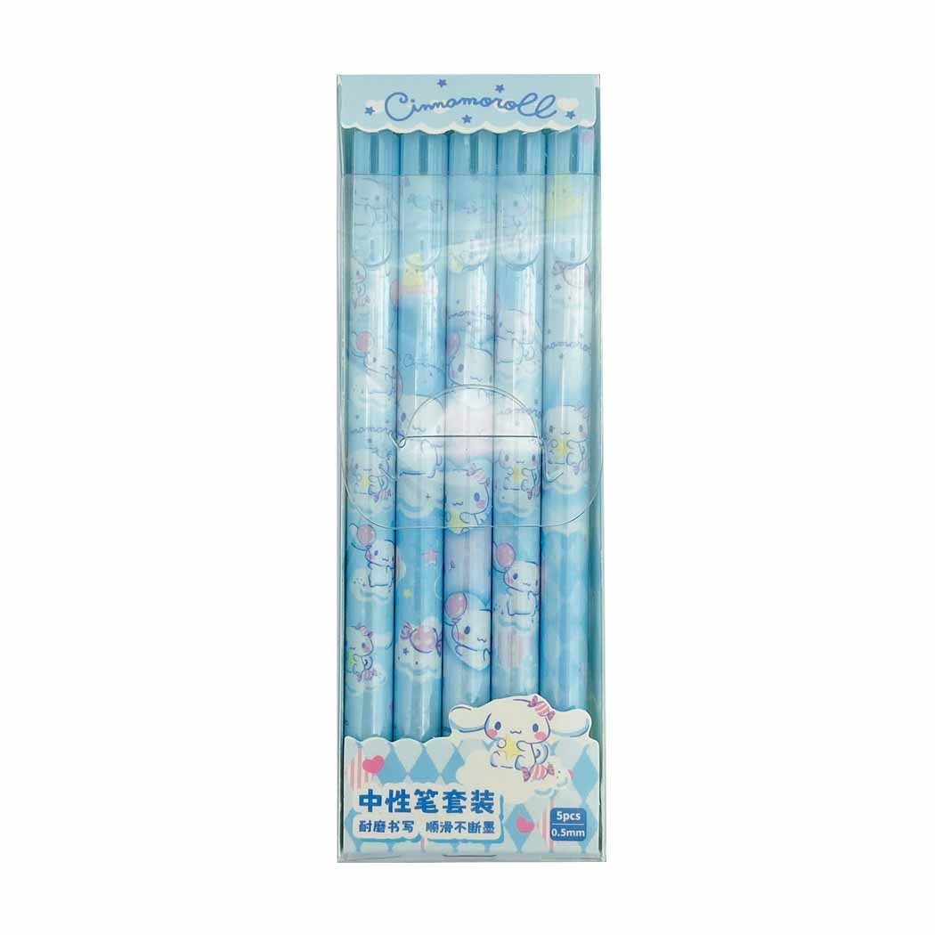 Sanrio Lisanslı 5'Li Tükenmez Kalem Seti (0.5Mm, Siyah) - Cinnamoroll