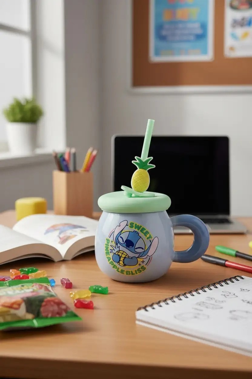 Disney Lilo&Stitch Lisanslı Ananas Figürlü Seramik Kupa 350ml