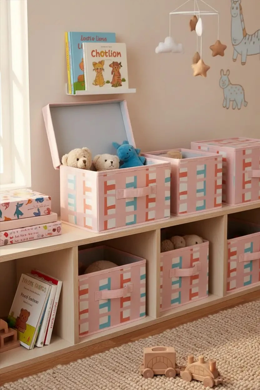 Miniso Lisanslı Kapaklı Katlanır Saklama Kutusu – Pembe Dekoratif Eşya Düzenleyici ve Organize Kutusu 29 Cm