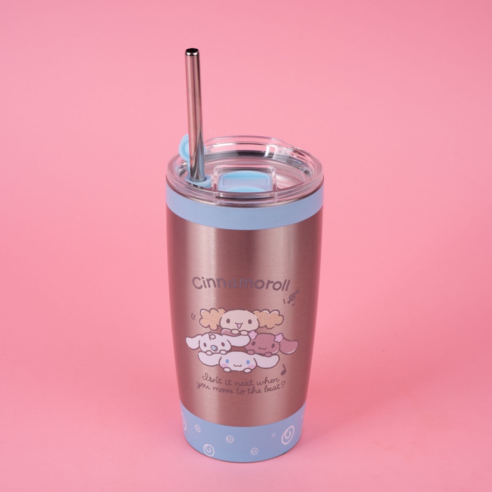 Sanrio Lisanslı Metal Pipetli Kapaklı Termos (530Ml) - Cinnamoroll